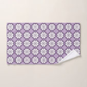 Purple and white floral patterned バスタオルセット (ハンドタオル)