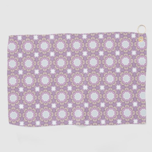 Purple and white geometric floral patterned  ゴルフタオル (横)