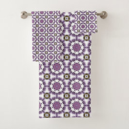 Purple and white geometric mandala pattern Towel バスタオルセット