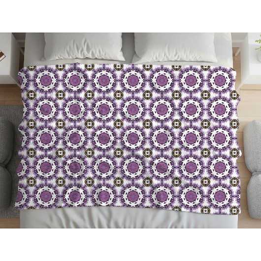 Purple and white geometric pattern Fleece Blanket フリースブランケット