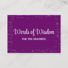Purple and White Graduate Words of Wisdom Advice エンクロージャーカード