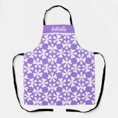 Purple and White Modern Geometric Floral Pattern エプロン (正面)