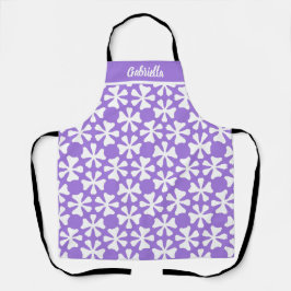 Purple and White Modern Geometric Floral Pattern エプロン