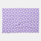 Purple and White Modern Geometric Floral Pattern キッチンタオル (横)