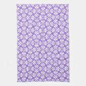 Purple and White Modern Geometric Floral Pattern キッチンタオル (縦)