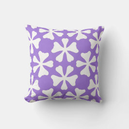 Purple and White Modern Geometric Floral Pattern クッション