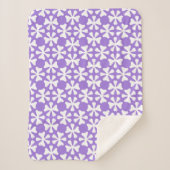 Purple and White Modern Geometric Floral Pattern シェルパブランケット (正面)