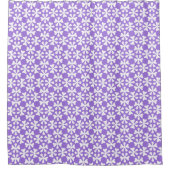 Purple and White Modern Geometric Floral Pattern シャワーカーテン (正面)