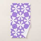Purple and White Modern Geometric Floral Pattern バスタオルセット (ハンドタオル)