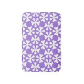 Purple and White Modern Geometric Floral Pattern バスマット (正面縦)