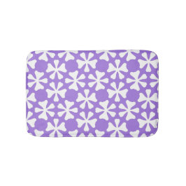 Purple and White Modern Geometric Floral Pattern バスマット