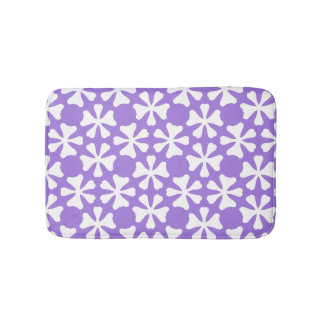 Purple and White Modern Geometric Floral Pattern バスマット