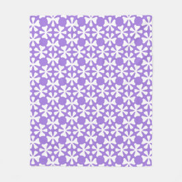 Purple and White Modern Geometric Floral Pattern フリースブランケット