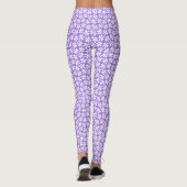 Purple and White Modern Geometric Floral Pattern レギンス (裏面)
