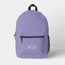 Purple and White | Modern Monogram プリントバックパック