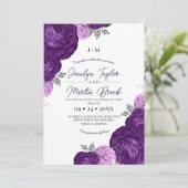 Purple  and White Modern Whimsical Flora Wedding  招待状 (スタンド正面)