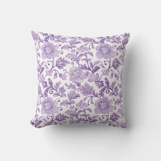 Purple and White Paisley Pattern クッション (正面)