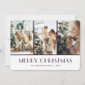 Purple and White Snowflakes Photo Christmas Card シーズンカード (正面)