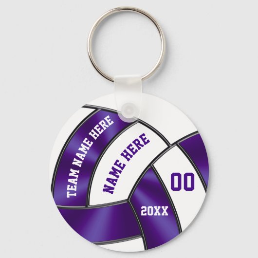 Purple and White Volleyball Giftアイディアfor Player キーホルダー (正面)