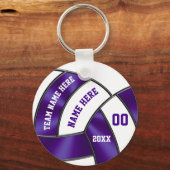 Purple and White Volleyball Giftアイディアfor Player キーホルダー (裏面)