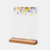 Purple and Yellow Flowers, Baptism Table Numbers アクリルサイン (傾斜)