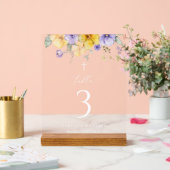 Purple and Yellow Flowers, Baptism Table Numbers アクリルサイン (ウェディング)