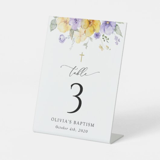 Purple and Yellow Flowers, Baptism Table Numbers 台座サイン (正面)