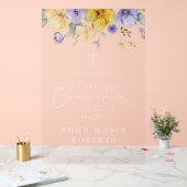 Purple and Yellow Flowers, First Communion Welcome アクリルサイン (ウェディング)