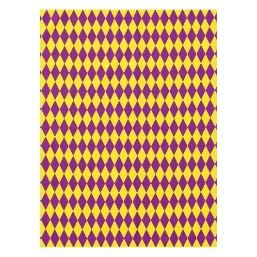 Purple and Yellow Harlequin Checkered Design  テーブルクロス (正面)