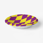 Purple and Yellow Harlequin Checkered Design  ペーパーボウル (傾斜あり)