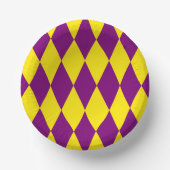 Purple and Yellow Harlequin Checkered Design  ペーパーボウル (正面)