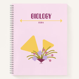Purple and yellow Notebook with geometric flowers  ノートブック