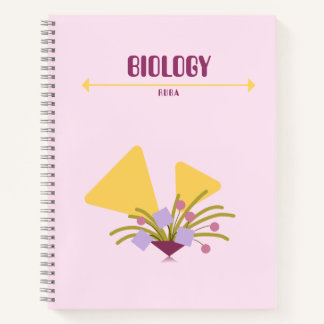 Purple and yellow Notebook with geometric flowers  ノートブック