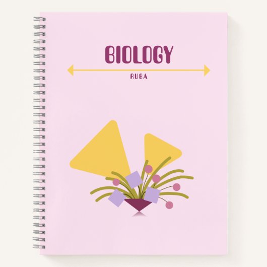 Purple and yellow Notebook with geometric flowers  ノートブック (正面)