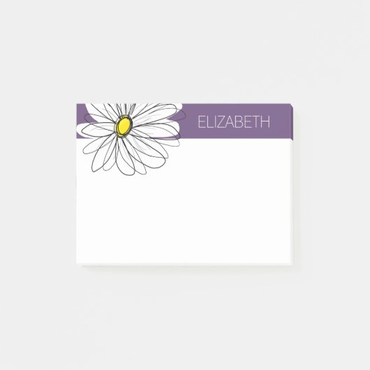 Purple and Yellow Whimsical Daisy Custom Text ポストイット (正面)