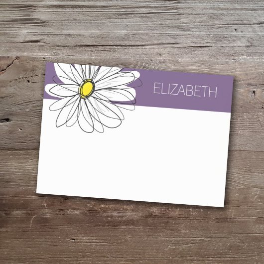 Purple and Yellow Whimsical Daisy Custom Text ポストイット