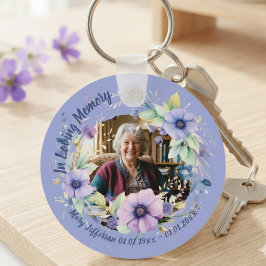 Purple Anemone Floral Memorial Photo Keepsake キーホルダー