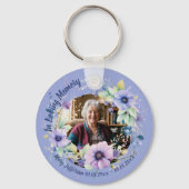 Purple Anemone Floral Memorial Photo Keepsake キーホルダー (正面)