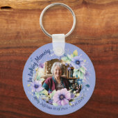 Purple Anemone Floral Memorial Photo Keepsake キーホルダー (正面)