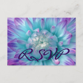 PURPLE AQUA BLUE Dahlia RSVPの応答結婚一覧 出欠カード