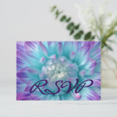 PURPLE AQUA BLUE Dahlia RSVPの応答結婚一覧 出欠カード (スタンド正面)