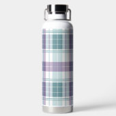 PURPLE & AQUA EASTER PLAID PATTERN ウォーターボトル (背面)