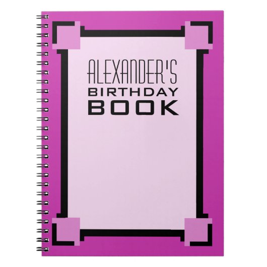 Purple Art Deco Birthday Book ノートブック (正面)