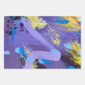 Purple Art Wrapping Paper Flat Sheet Set of 3 ラッピングペーパーシート (正面2)