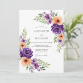 Purple Artful Botanical Wedding 招待状 (スタンド正面)