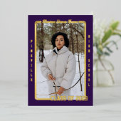 Purple Athlete Card Foil Graduation Announcement 箔招待状 (立ち正面)