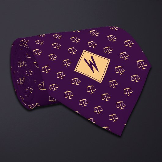 Purple Attorney Scales of Justice ネクタイ