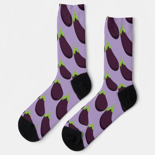 Purple Aubergine Eggplant Food Pattern ソックス (左)