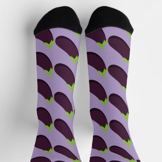 Purple Aubergine Eggplant Food Pattern ソックス (上部)