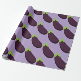 Purple Aubergine Eggplant Food Pattern ラッピングペーパー